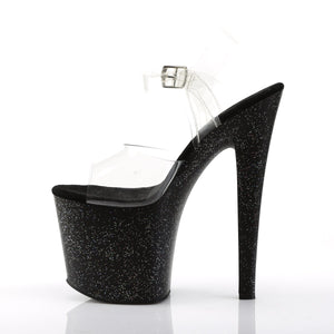 TABOO-708MG 7.5" Heel Clear and Black Pole Dancing Platforms