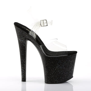 TABOO-708MG 7.5" Heel Clear and Black Pole Dancing Platforms