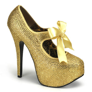 TEEZE-04R Hidden Platform 6" Heel Gold Rhinestone Sexy Shoe