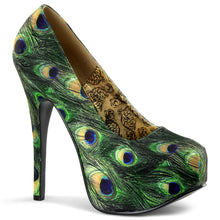 Load image into Gallery viewer, TEEZE-06-5 Hidden Platform Green Multi Peacock Sexy Shoes