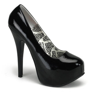 TEEZE-06 Hidden Platform 6 Inch Heel Black Patent Sexy Shoes