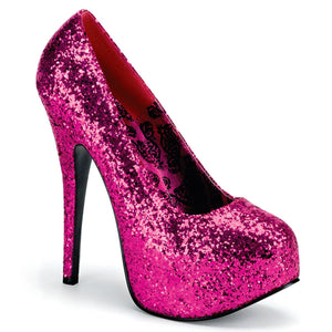 TEEZE-06G Hidden Platforms 6" Heel Pink Glitter Sexy Shoes