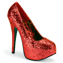 Load image into Gallery viewer, TEEZE-06GW Pink Label 6 Inch Heel Red Glitter Platform Shoes