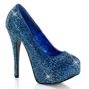 TEEZE-06R Hidden Platform 6 Inch Heel Blue Satin Sexy Shoes