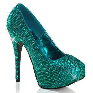 TEEZE-06R Hidden Platform 6" Heel Turquoise Satin Sexy Shoes