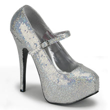 Load image into Gallery viewer, TEEZE-07H Hidden Platform 6&quot; Heel Silver Hologram Sexy Shoes