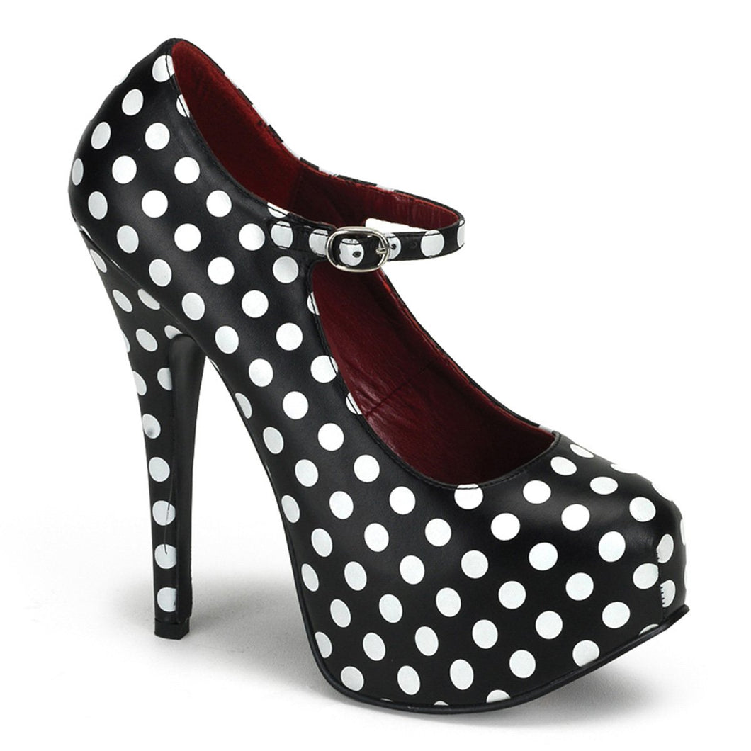 TEEZE-08 Hidden Platform Black White Polka Dots Sexy Shoes