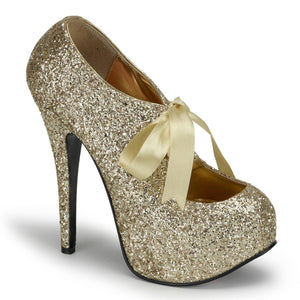 TEEZE-10G Hidden Platform 6" Heel Gold Glittery Sexy Shoes