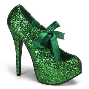 TEEZE-10G Hidden Platform 6" Heel Green Glitter Sexy Shoes