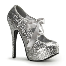 Load image into Gallery viewer, TEEZE-10G Hidden Platform 6&quot; Heel Silver Glitter Sexy Shoes