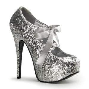 TEEZE-10G Hidden Platform 6" Heel Silver Glitter Sexy Shoes