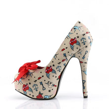 Load image into Gallery viewer, TEEZE-12-3 Pin Up 6&quot; Heel Cream Pu (Tattoo Print) Platforms