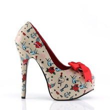 Load image into Gallery viewer, TEEZE-12-3 Pin Up 6&quot; Heel Cream Pu (Tattoo Print) Platforms