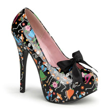 Load image into Gallery viewer, TEEZE-12-4 Pin Up 6&quot; Heel Black with Muertos Print Platforms