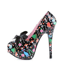 Load image into Gallery viewer, TEEZE-12-4 Pin Up 6&quot; Heel Black with Muertos Print Platforms