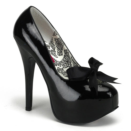 TEEZE-12 Hidden Platform 6 Inch Heel Black Patent Sexy Shoes