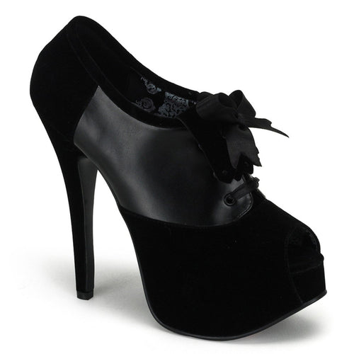 TEEZE-16 Hidden Platform 6 Inch Heel Black Velvet Sexy Shoes