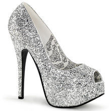 Load image into Gallery viewer, TEEZE-22G Hidden Platform 6&quot; Heel Silver Glitter Sexy Shoes