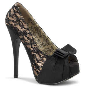 TEEZE-28 Hidden Platform 6" Heel Champagne Satin Sexy Shoes