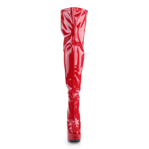 TEEZE-3000 Bordello Hidden Platform 6" Heel Red Thigh Boots