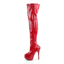 Load image into Gallery viewer, TEEZE-3000 Bordello Hidden Platform 6&quot; Heel Red Thigh Boots