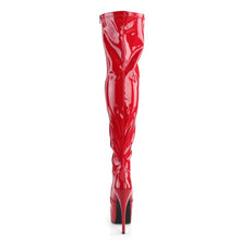 Load image into Gallery viewer, TEEZE-3000 Bordello Hidden Platform 6&quot; Heel Red Thigh Boots