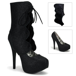 TEEZE-31G Hidden Platform 6" Heel Black Mini Gltr Sexy Shoes