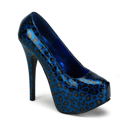 TEEZE-37 Hidden Platform 6 Inch Blue Cheetah Sexy Shoes