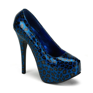 TEEZE-37 Hidden Platform 6 Inch Blue Cheetah Sexy Shoes