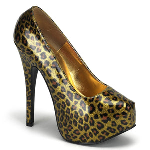 TEEZE-37 Hidden Platform 6 Inch Gold Cheetah Sexy Shoes