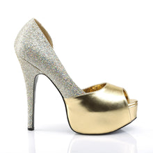 Load image into Gallery viewer, TEEZE-41W Pink Label 6&quot; Heel Gold Metallic Platform Shoes