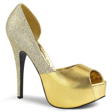 Load image into Gallery viewer, TEEZE-41W Pink Label 6&quot; Heel Gold Metallic Platform Shoes