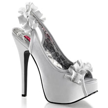 Load image into Gallery viewer, TEEZE-56 Hidden Platform 6 Inch Heel Silver Satin Sexy Shoes