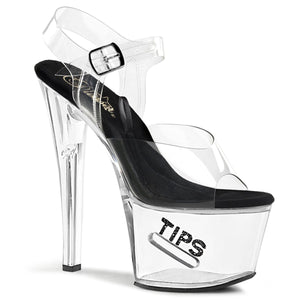 TIPJAR-708-5 7" Heel Clear and Black Pole Dancing Platforms