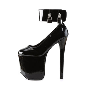 TRAMP-742 Devious Fetish 7" Heel Black Patent Platforms Shoe