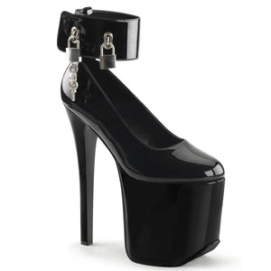 TRAMP-742 Devious Fetish 7" Heel Black Patent Platforms Shoe