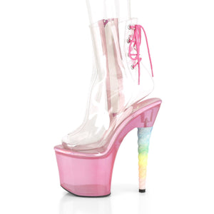 UNICORN-1018C 7 Inch Clear Bubble Gum Pink Tinted Sexy Shoes