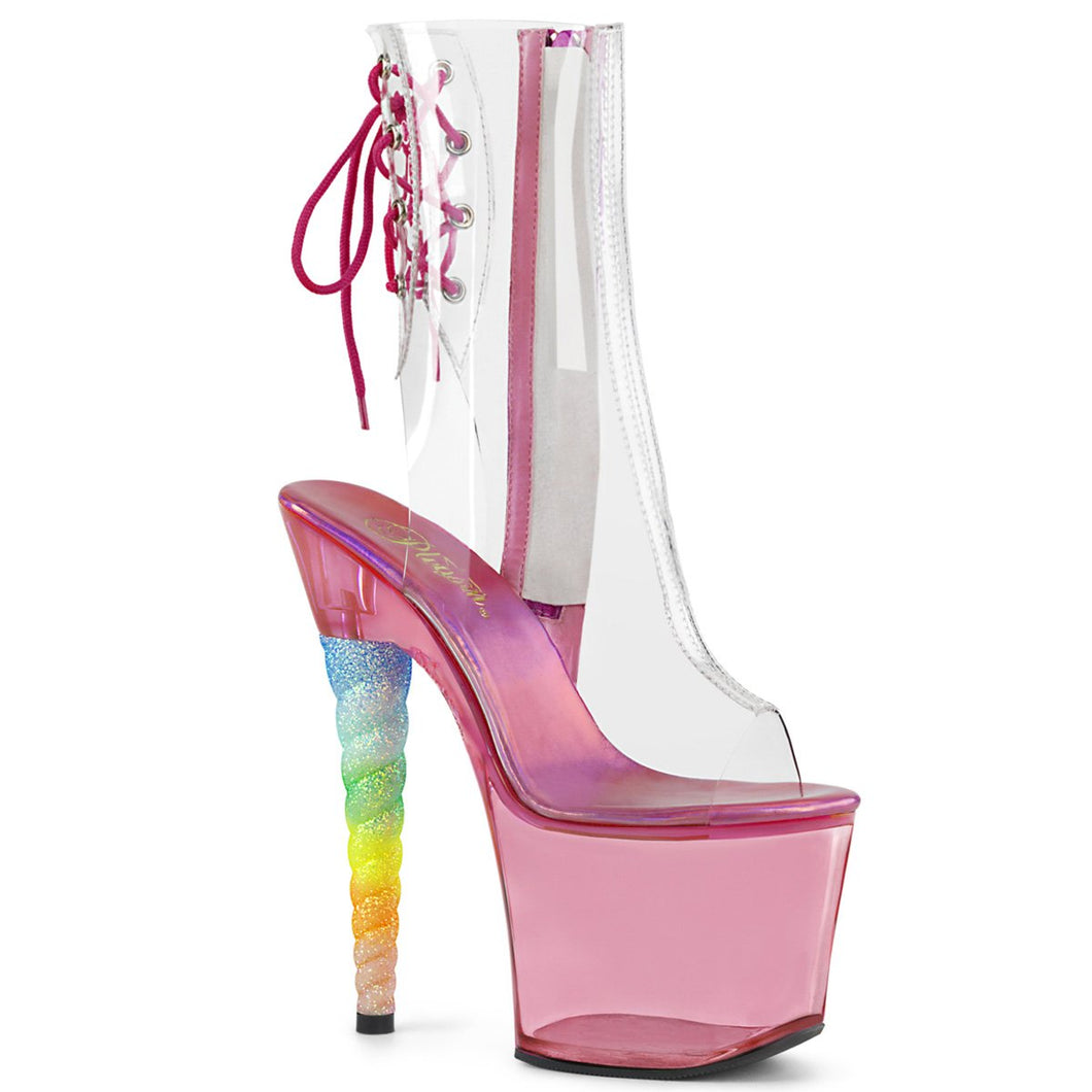 UNICORN-1018C 7 Inch Clear Bubble Gum Pink Tinted Sexy Shoes