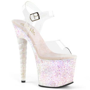 UNICORN-708LG Pleaser 7" Heel Clear Opal Glitter Sexy Shoes