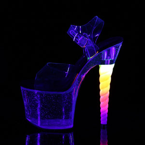 UNICORN-708MG 7" Heel Clear and Black Pole Dancing Platforms