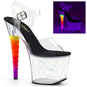 UNICORN-708MG 7" Heel Clear and Black Pole Dancing Platforms