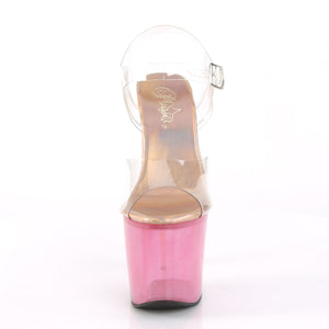 UNICORN-708T Heels Clear Bubble Gum Pink Tint Stripper Shoes