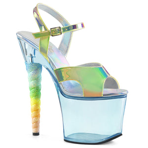 UNICORN-711T 7" Heel Green Baby Blue Tinted Strippers Shoes