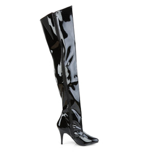 VANITY-3010 Thigh Boots 4" Heel Black Patent Fetish Footwear