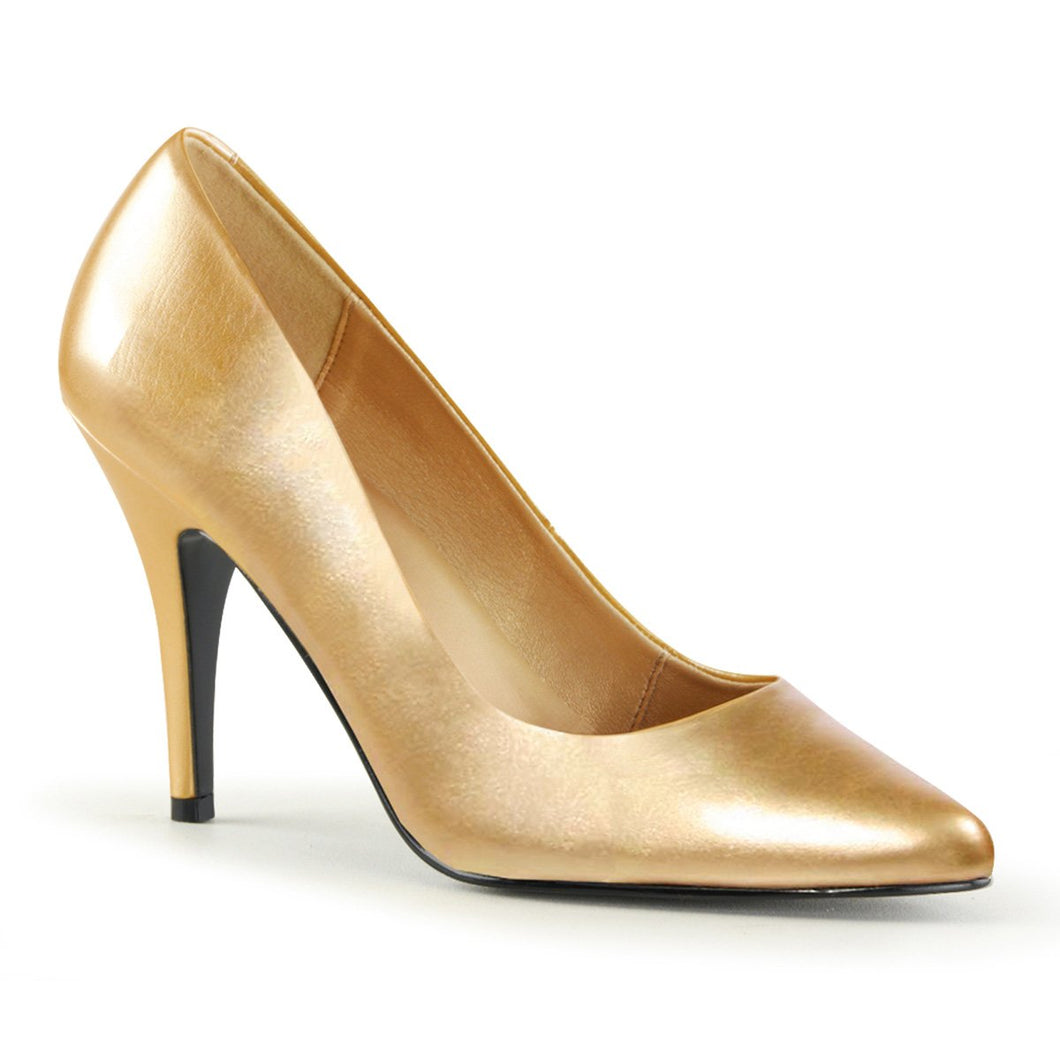 VANITY-420 Pleaser Shoes 4 Inch Heel Gold Fetish Footwear