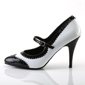 VANITY-442 Shoes 4 Inch Heel Black and White Fetish Footwear