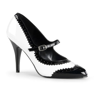 VANITY-442 Shoes 4 Inch Heel Black and White Fetish Footwear