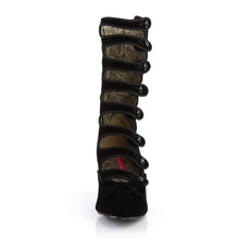 Load image into Gallery viewer, WHIMSEY-115 Bordello Burlesque 2.5&quot; Heel Black Velvet Boots