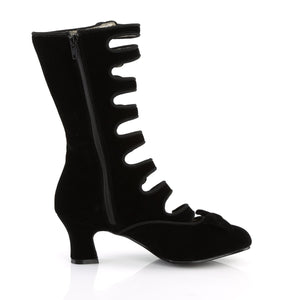 WHIMSEY-115 Bordello Burlesque 2.5" Heel Black Velvet Boots