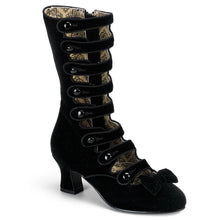 Load image into Gallery viewer, WHIMSEY-115 Bordello Burlesque 2.5&quot; Heel Black Velvet Boots